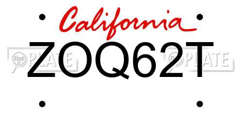 ZOQ62T California License Plate