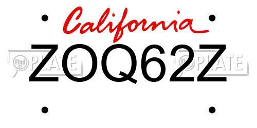 ZOQ62Z California License Plate