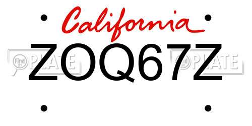 ZOQ67Z California License Plate