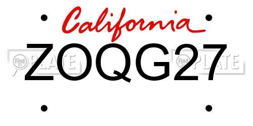 ZOQG27 California License Plate