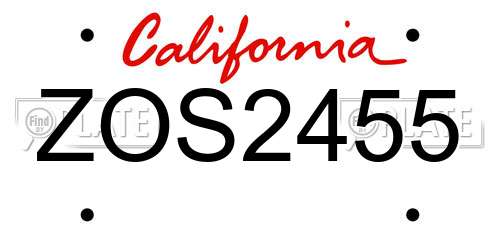 ZOS2455 California License Plate