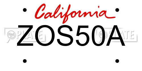 ZOS50A California License Plate