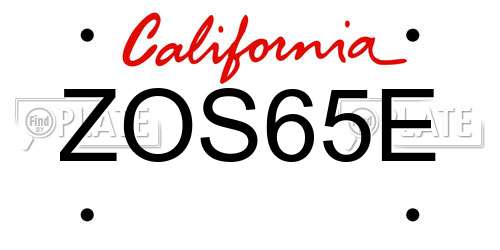 ZOS65E California License Plate