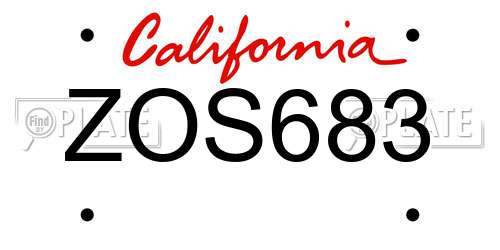 ZOS683 California License Plate