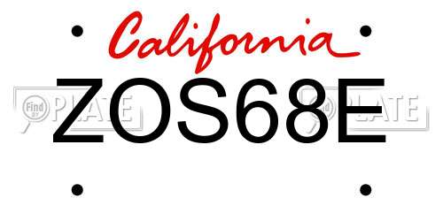 ZOS68E California License Plate