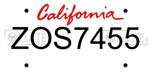 ZOS7455 California License Plate