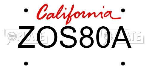 ZOS80A California License Plate