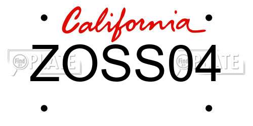 ZOSS04 California License Plate