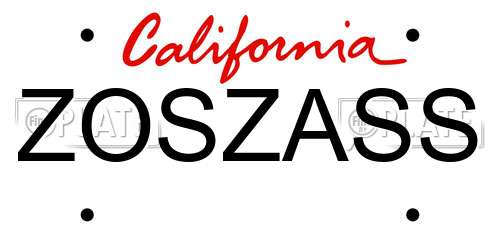 ZOSZASS California License Plate