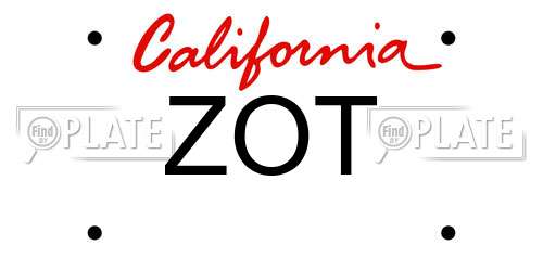 ZOT California License Plate