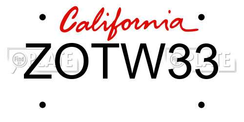 ZOTW33 California License Plate