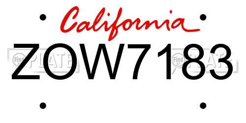 ZOW7183 California License Plate