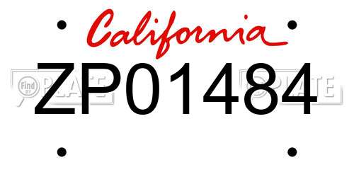 ZP01484 California License Plate