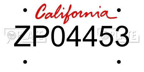 ZP04453 California License Plate