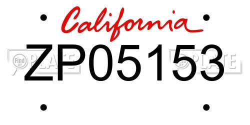 ZP05153 California License Plate