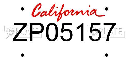 ZP05157 California License Plate