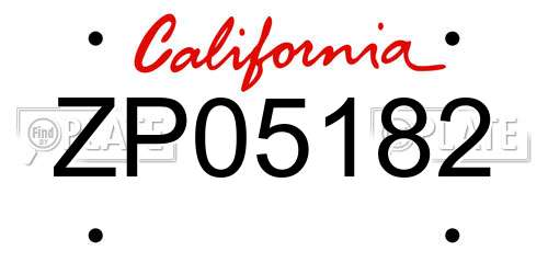 ZP05182 California License Plate