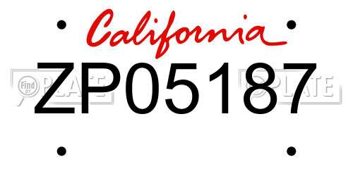 ZP05187 California License Plate