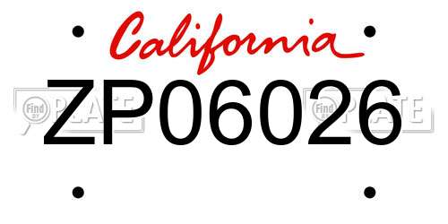 ZP06026 California License Plate