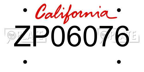ZP06076 California License Plate