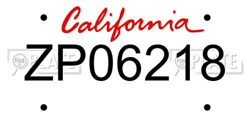 ZP06218 California License Plate