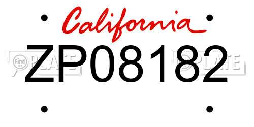 ZP08182 California License Plate