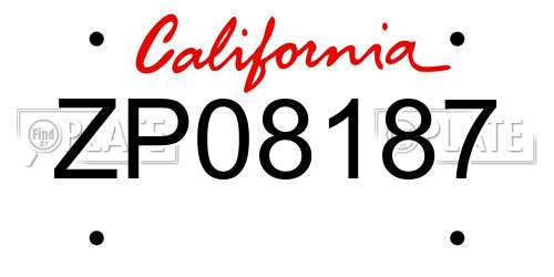 ZP08187 California License Plate