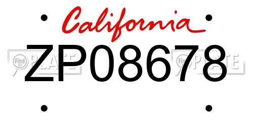 ZP08678 California License Plate