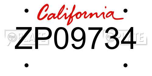 ZP09734 California License Plate
