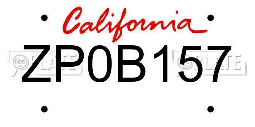 ZP0B157 California License Plate