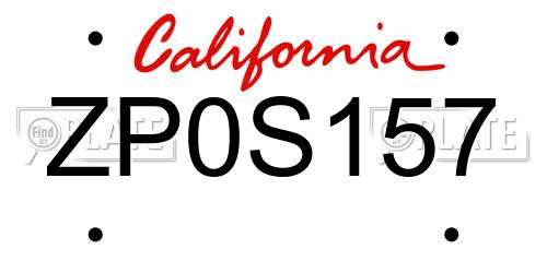 ZP0S157 California License Plate