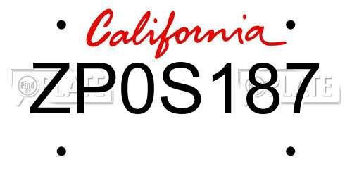 ZP0S187 California License Plate