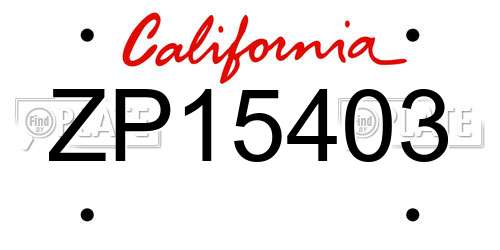 ZP15403 license plate in CA state