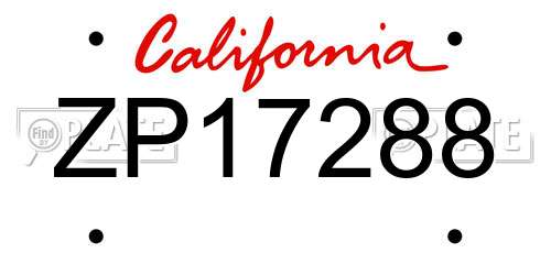ZP17288 California License Plate