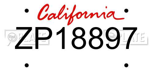 ZP18897 California License Plate