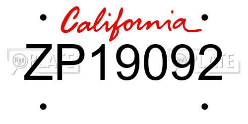 ZP19092 California License Plate
