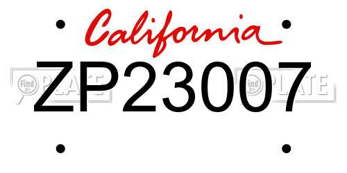ZP23007 California License Plate