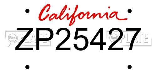 ZP25427 California License Plate