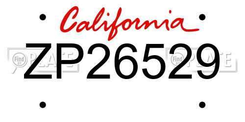 ZP26529 California License Plate