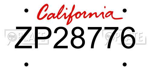 ZP28776 California License Plate
