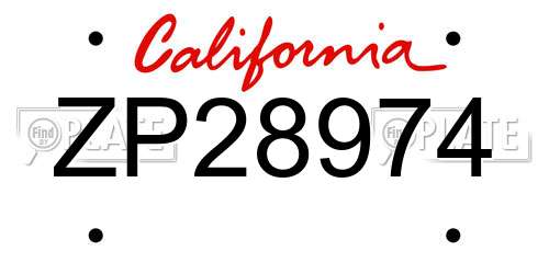 ZP28974 California License Plate