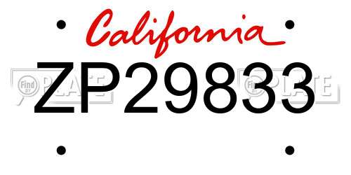 ZP29833 California License Plate