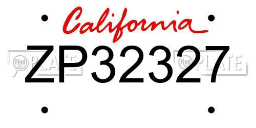 ZP32327 California License Plate