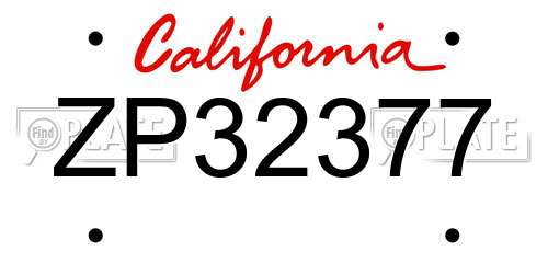 ZP32377 California License Plate