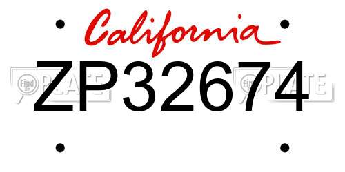 ZP32674 California License Plate