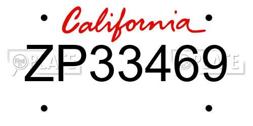 ZP33469 California License Plate