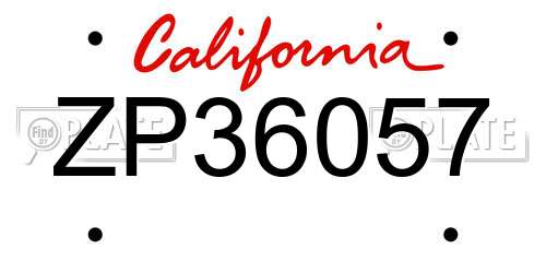 ZP36057 California License Plate