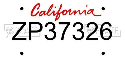 ZP37326 California License Plate