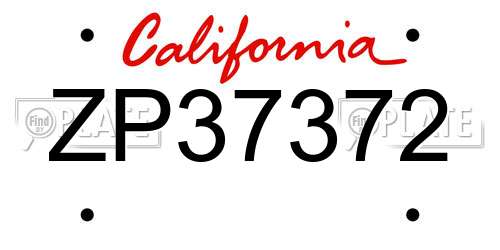ZP37372 California License Plate