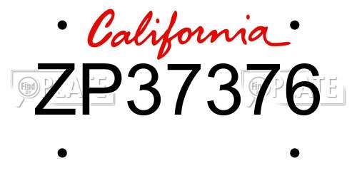 ZP37376 California License Plate